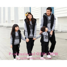 Autumn family hoodies and waistcoat set kids hoodies with hood, mum and daughter hoodies